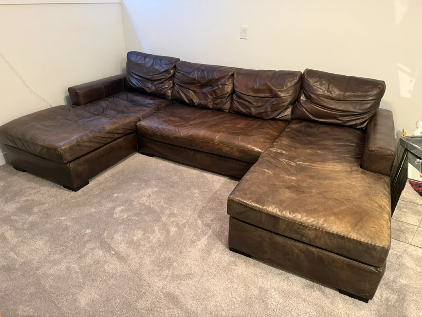 Brown leather sectional - photo 2