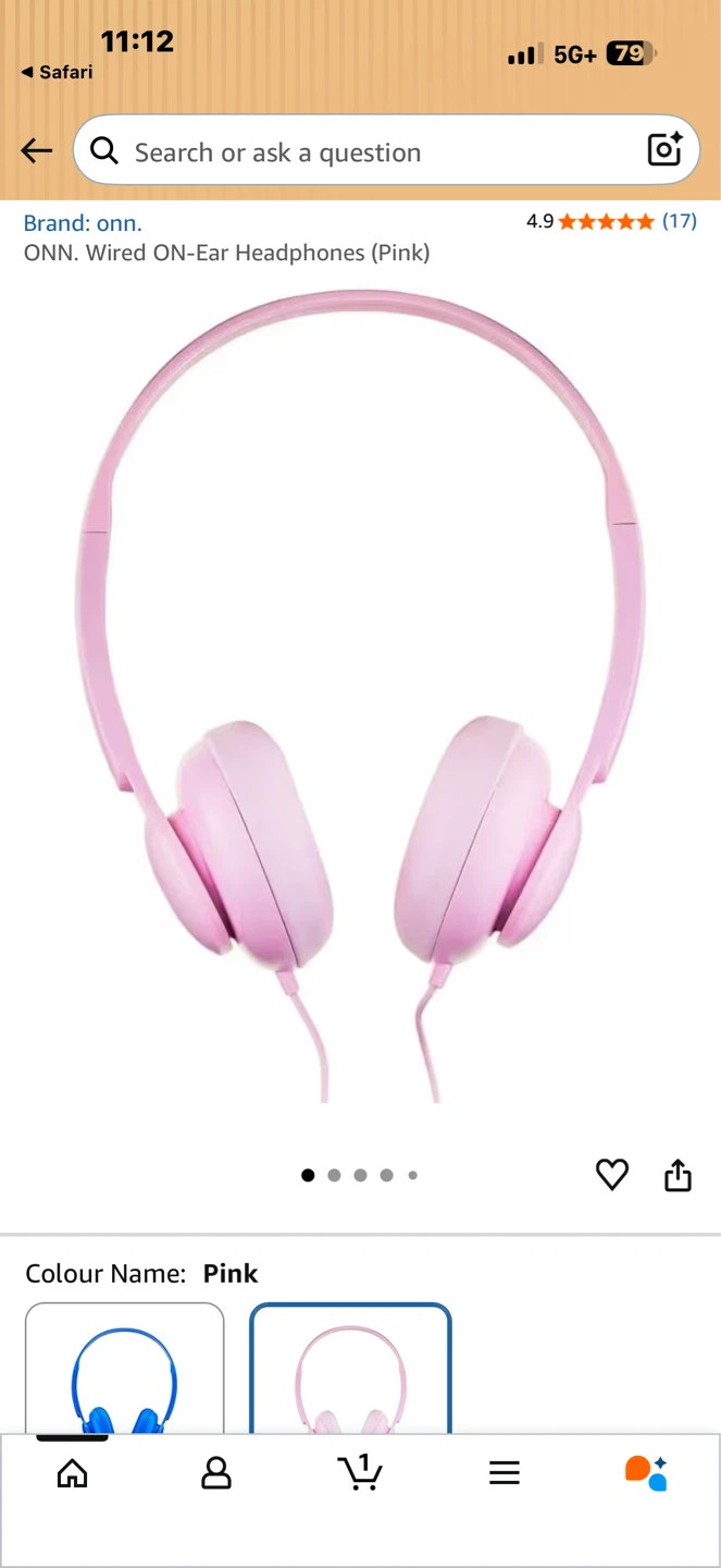 ONN. Wired ON-Ear Headphones - Pink