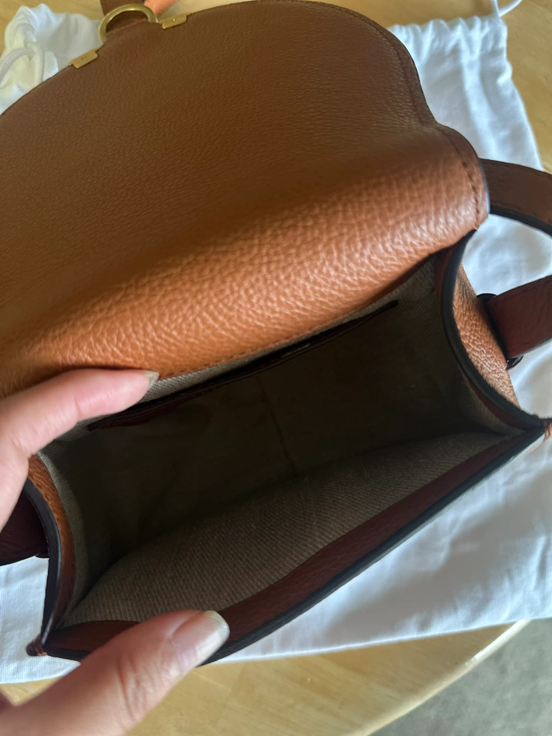 Chloe Small Marcie Saddle Bag in Tan Grained Leather - photo 4