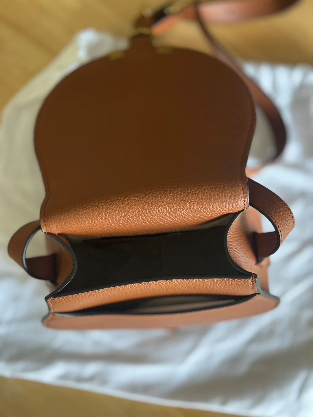 Chloe Small Marcie Saddle Bag in Tan Grained Leather - photo 5