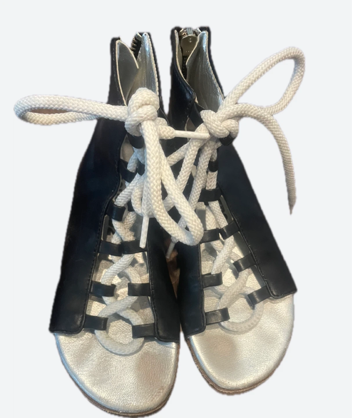 DSQUARED2 Black & Silver Gladiator Sandals - Size 28