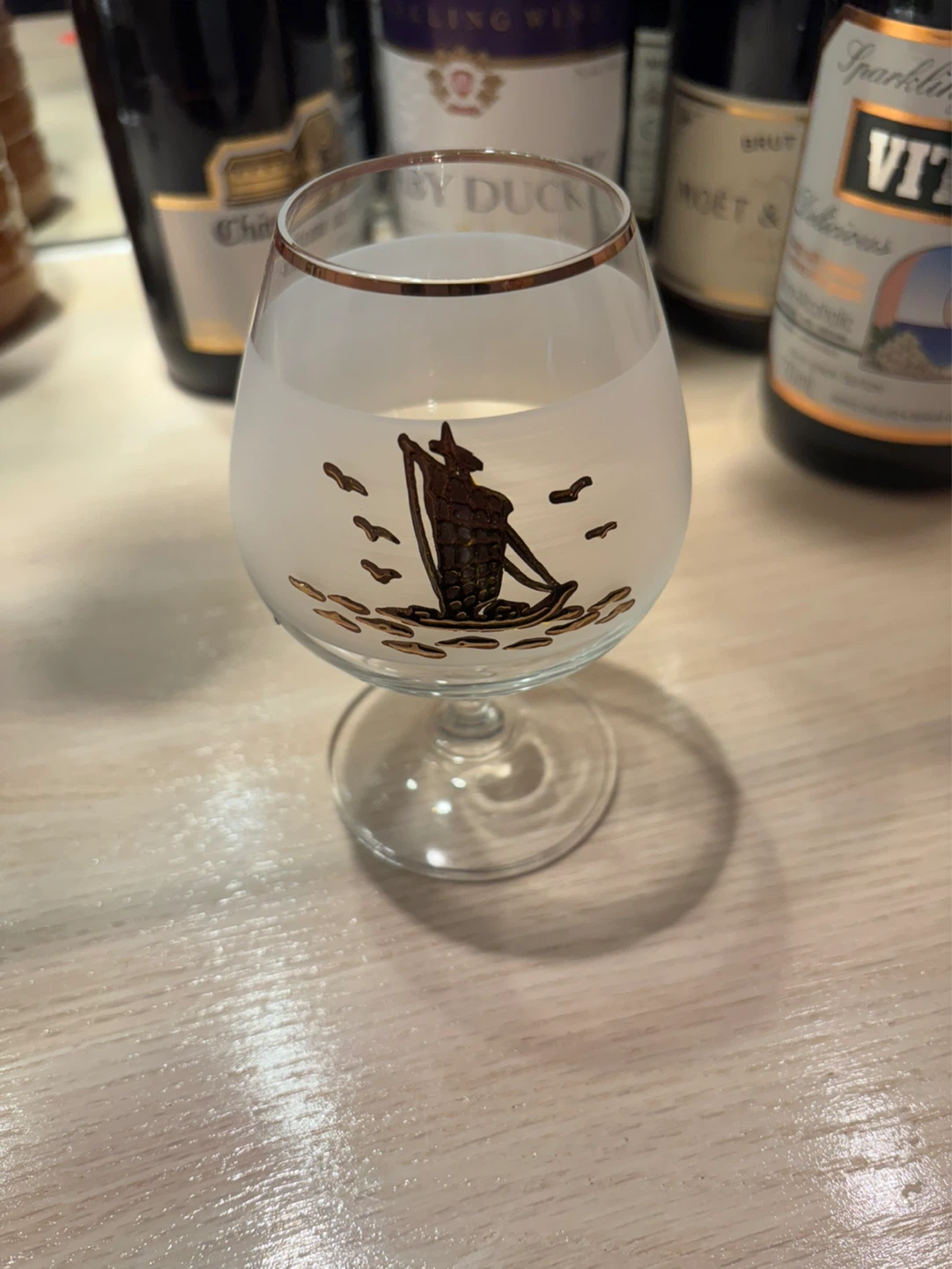 Frosted Glass Decanter and Goblets Set with Sailboat Design - photo 3