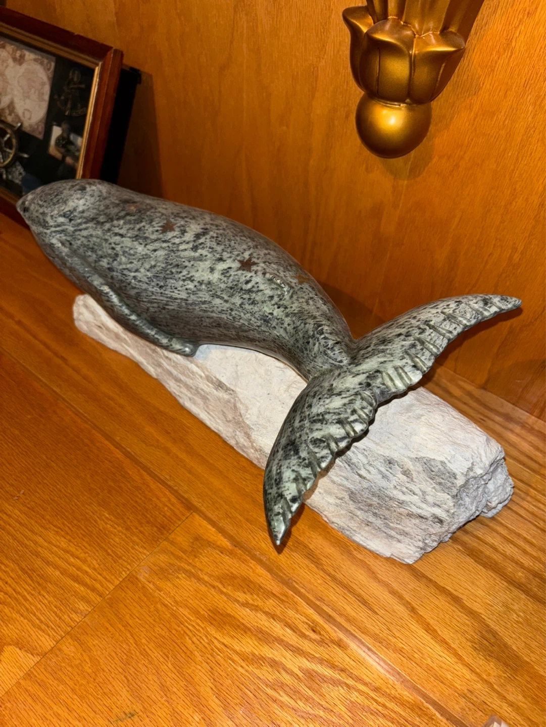Whale Sculpture on Driftwood Base - photo 2