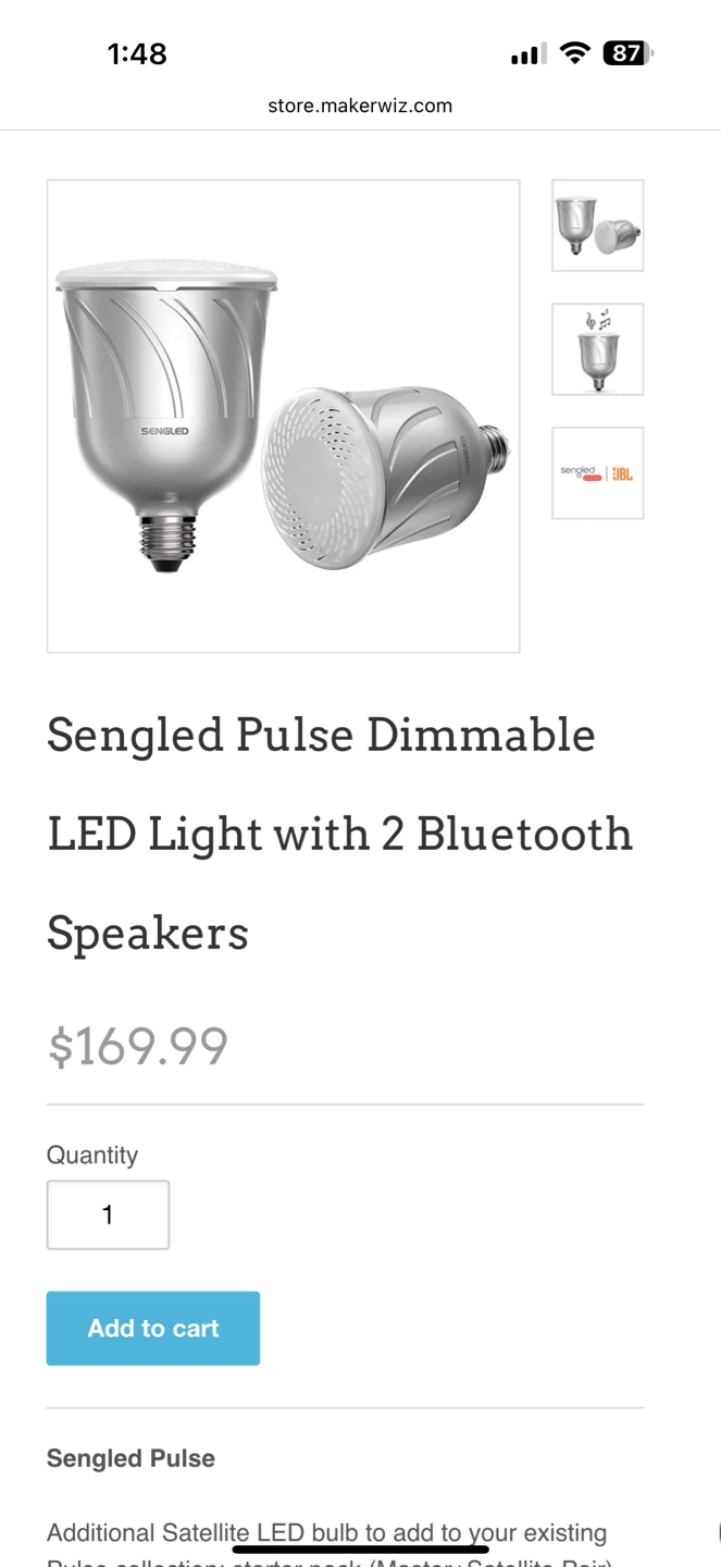 Sengled Pulse Dimmable LED Light with 2 Bluetooth Speakers
