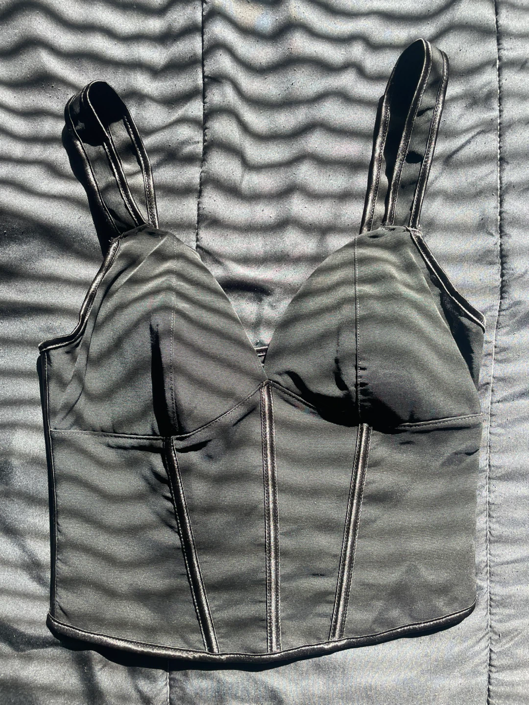 Black Corset Top with Lace-Up Back