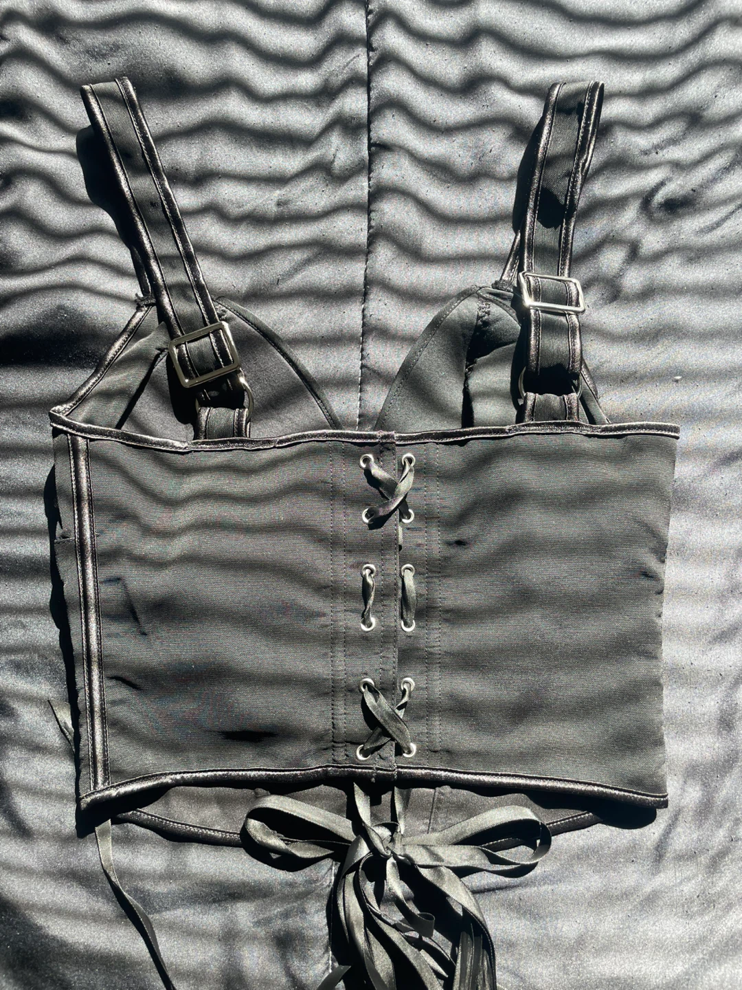 Black Corset Top with Lace-Up Back - photo 2