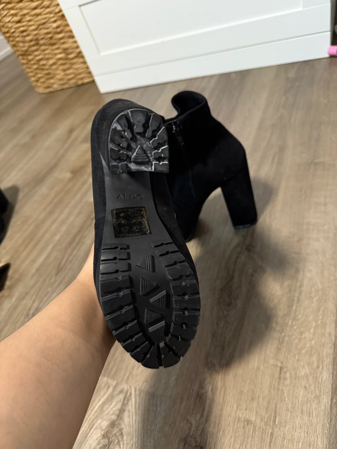 ALDO Non-Slip Black Suede Heeled Ankle Boots - photo 3