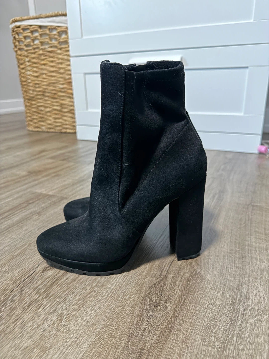 ALDO Non-Slip Black Suede Heeled Ankle Boots