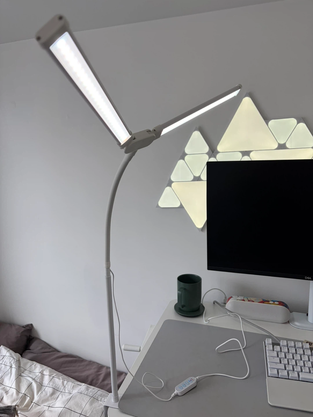 White Dual LED Desk Lamp with Clamp Mount - photo 4