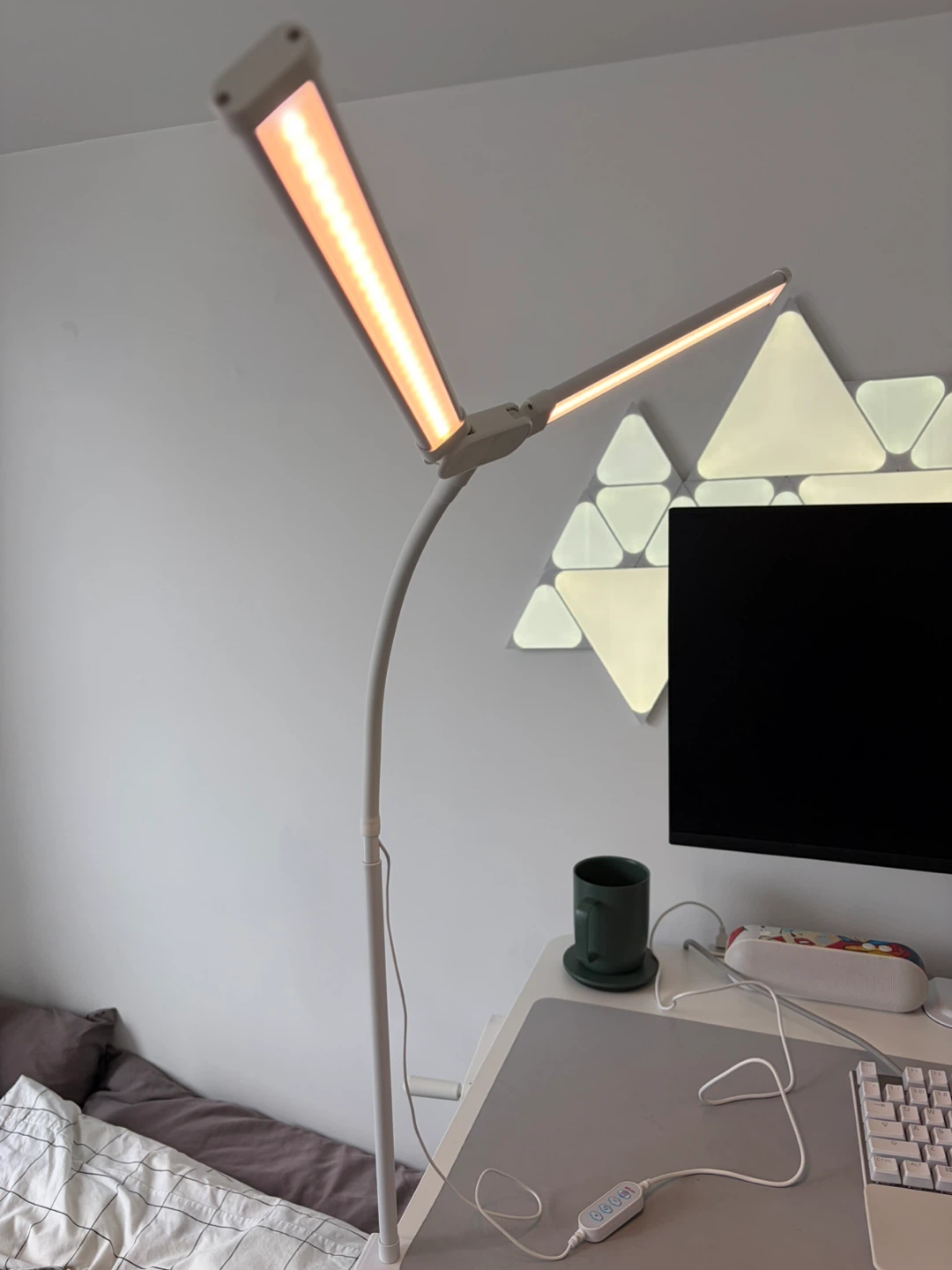 White Dual LED Desk Lamp with Clamp Mount - photo 3