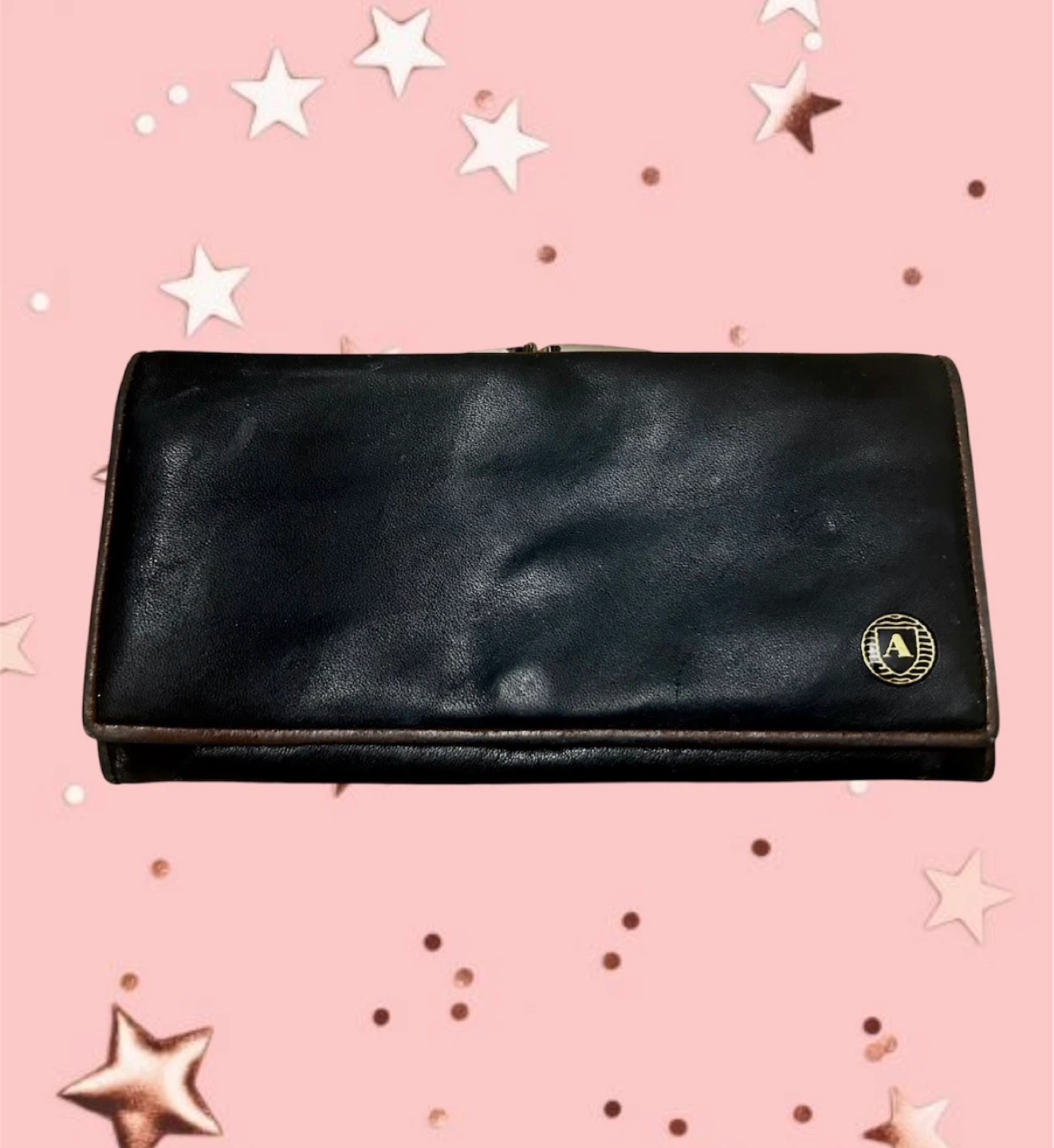 Vintage Aquascutum Black Leather Clutch Wallet