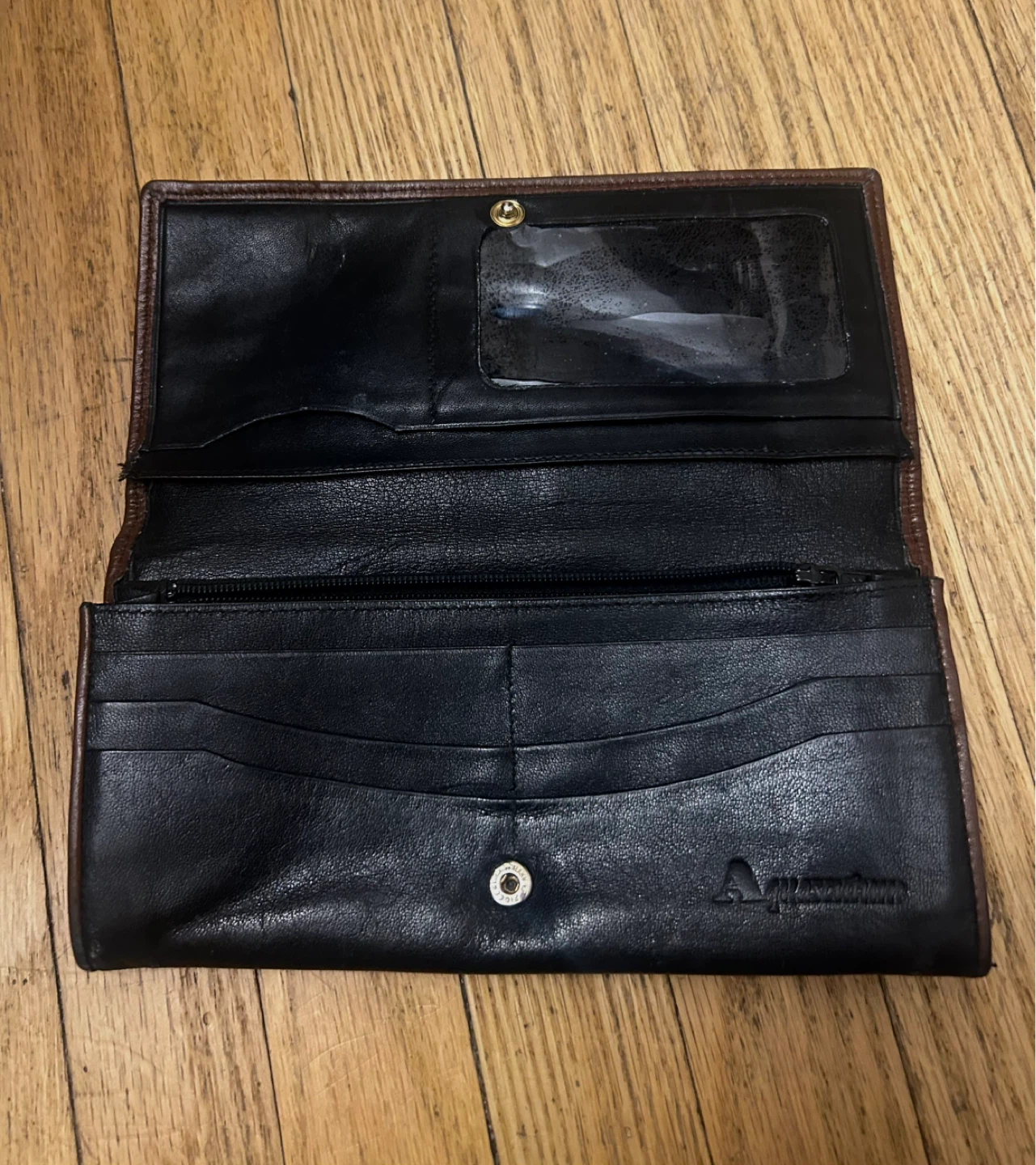 Vintage Aquascutum Black Leather Clutch Wallet - photo 3