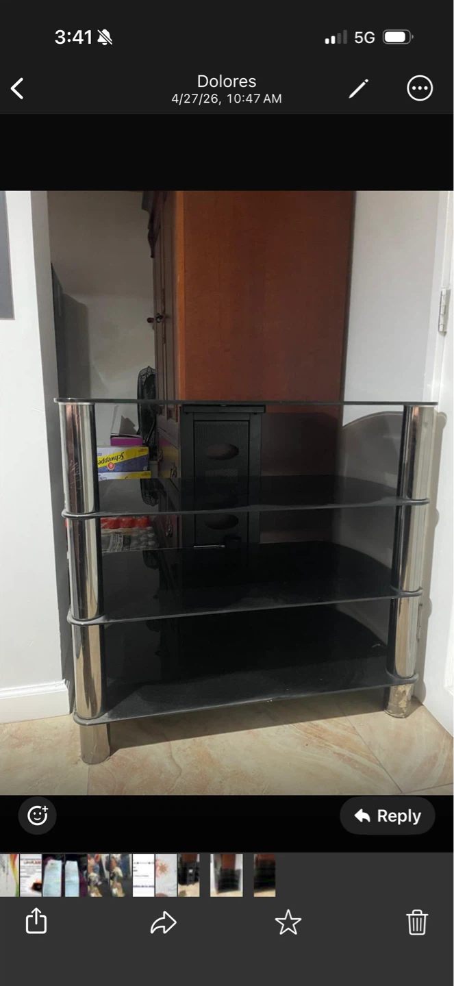 3-Tier Media Stand with Glass Shelves - photo 2