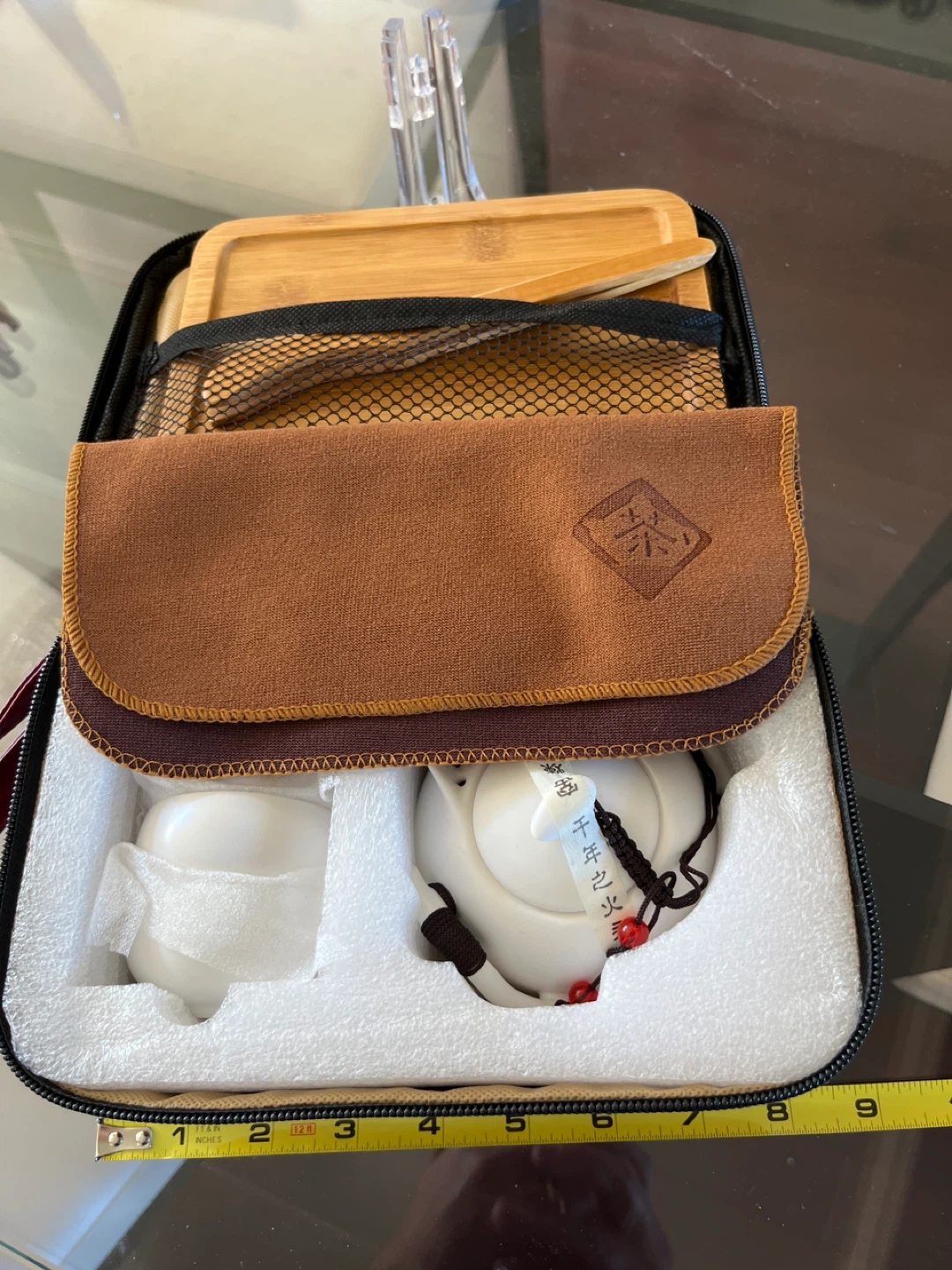 White Ceramic Tea Set with 4 Cups and Travel Case - photo 5