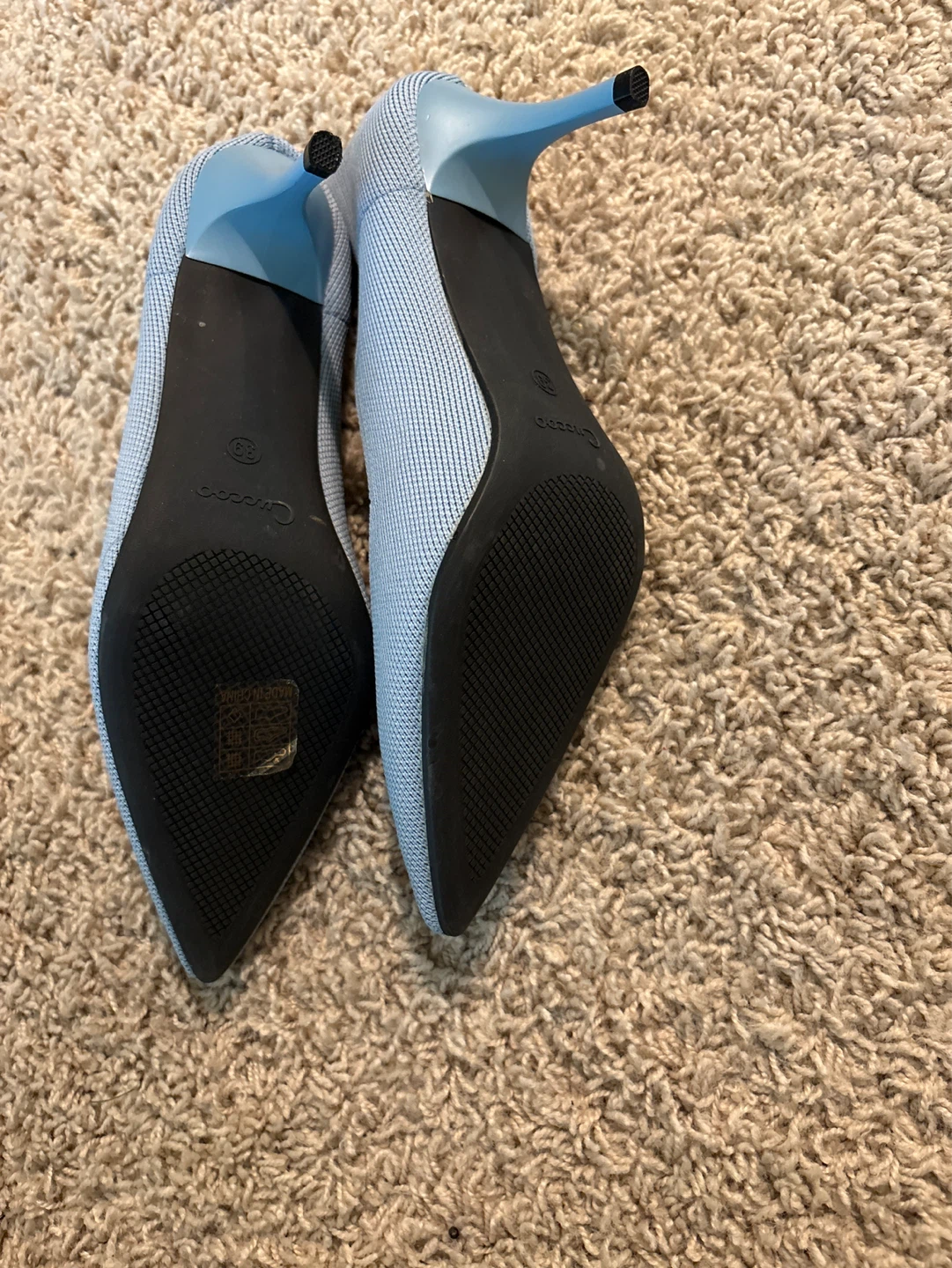 Light Blue Knit Pointed Toe Flats - Size 39 - photo 2