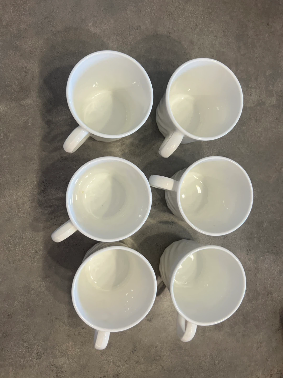 Set of 6 White Swirl Mugs