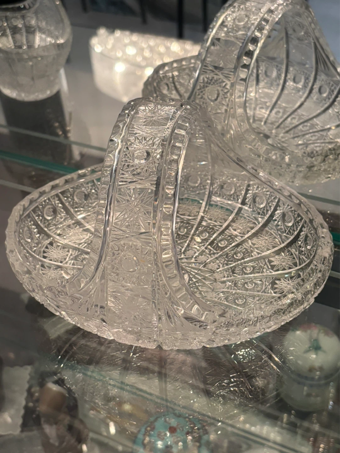 Crystal Cut Glass Basket - photo 2