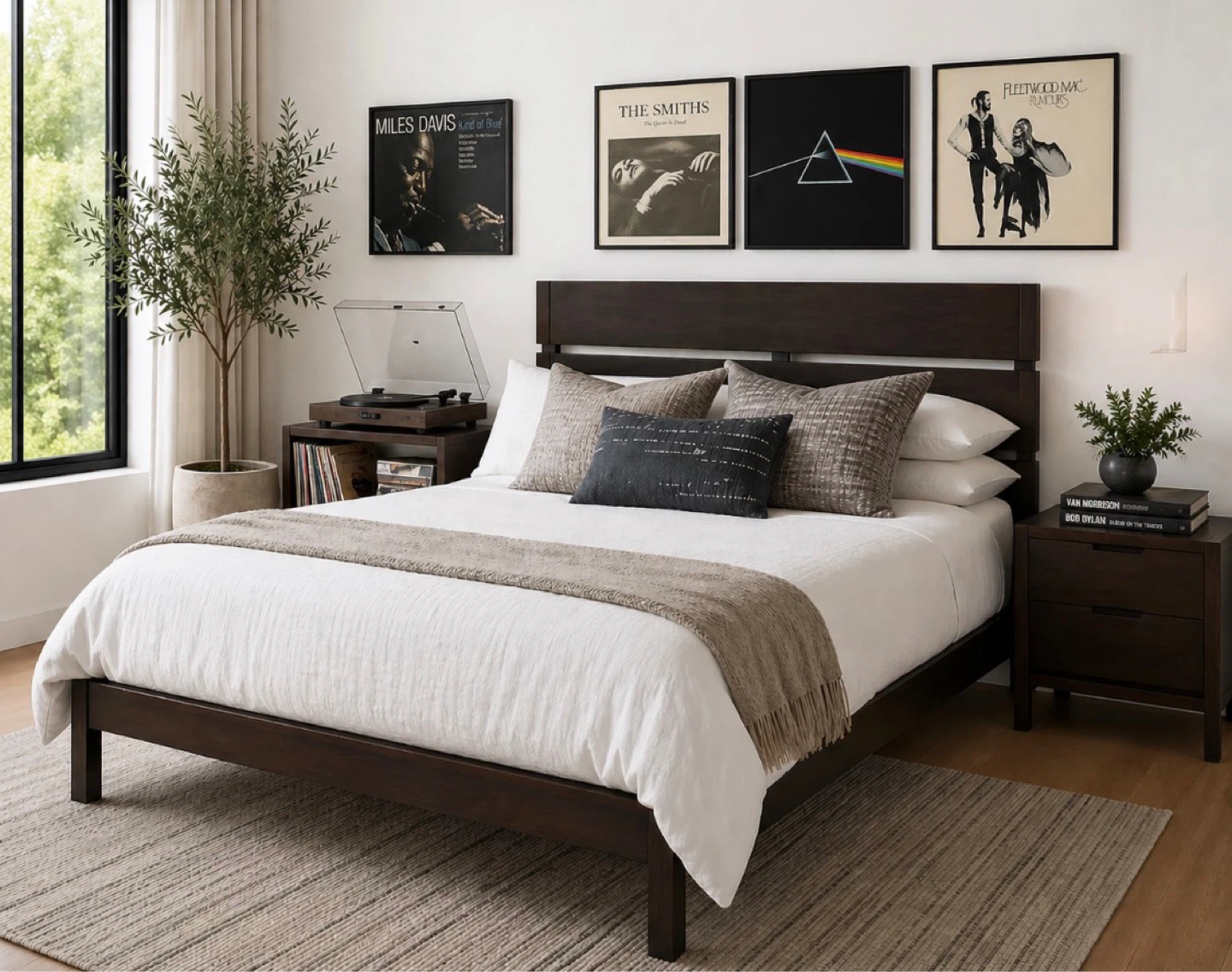 New Queen Size Gray Modern Wood Bed