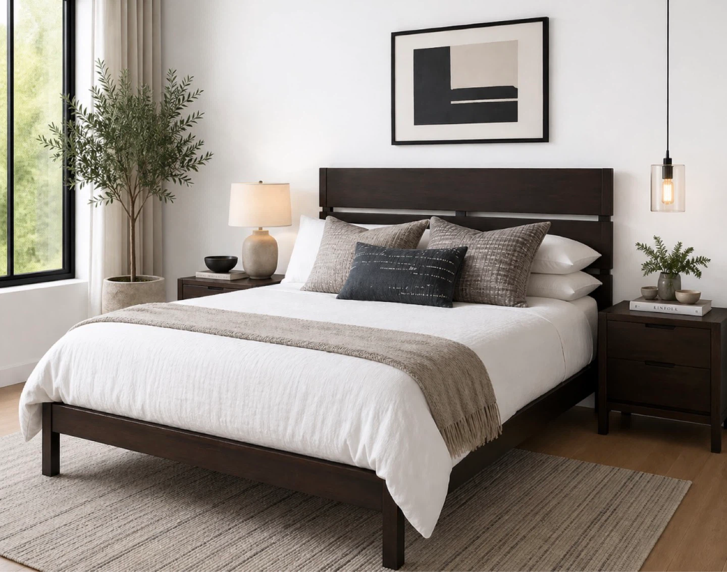 New Queen Size Gray Modern Wood Bed - photo 5
