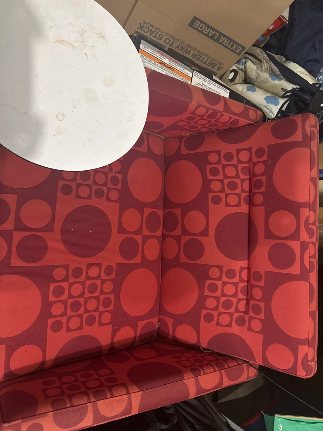 Red Geometric Pattern Armchair