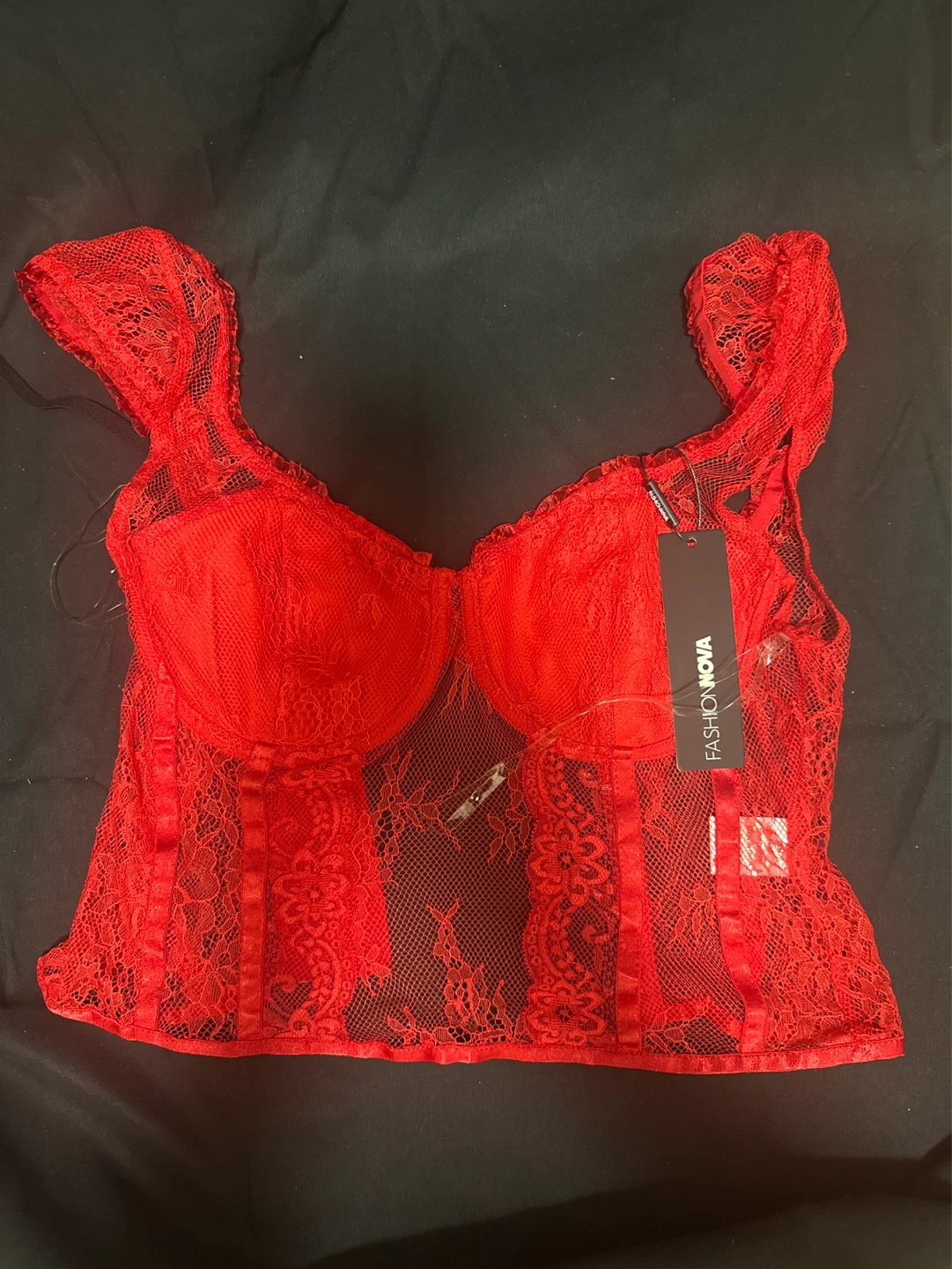 Fashion Nova Red Lace Corset Top - XS - photo 3