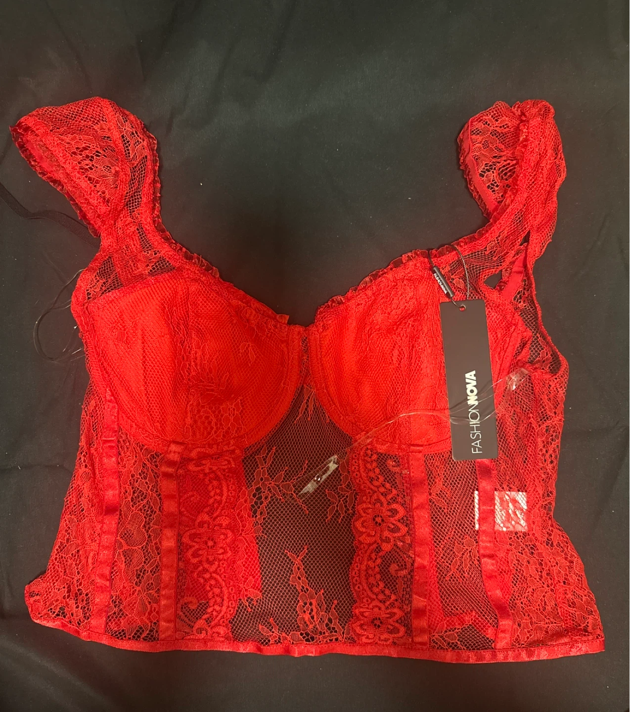 Fashion Nova Red Lace Corset Top - XS