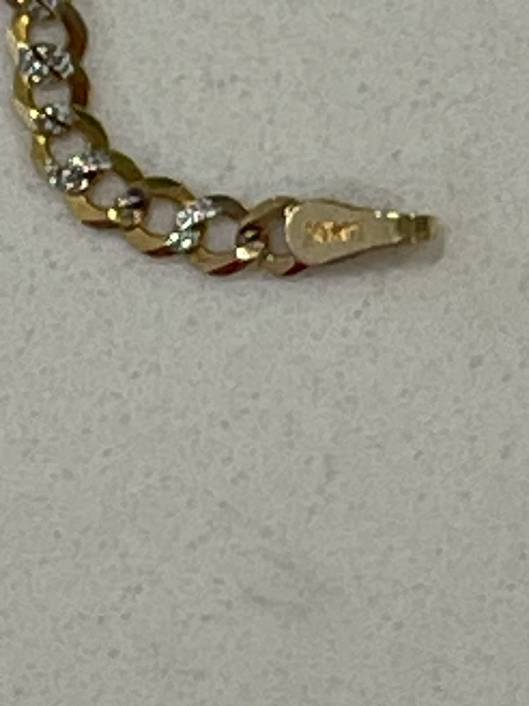 10k yellow and white Gold Curb Chain ID Bracelet - photo 2