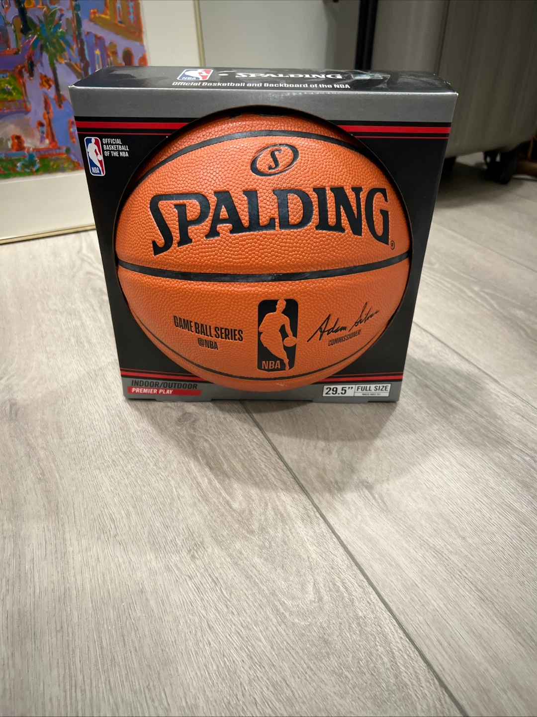 NBA Game Ball Series Basketball Adam Silver Signed 29.5”