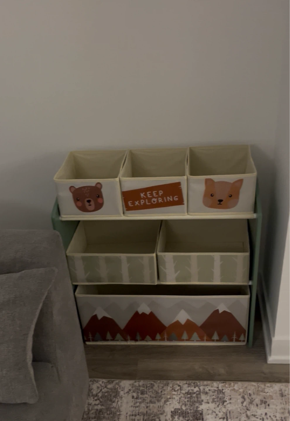 Kids Storage Organizer with Cute Animal and Mountain Designs