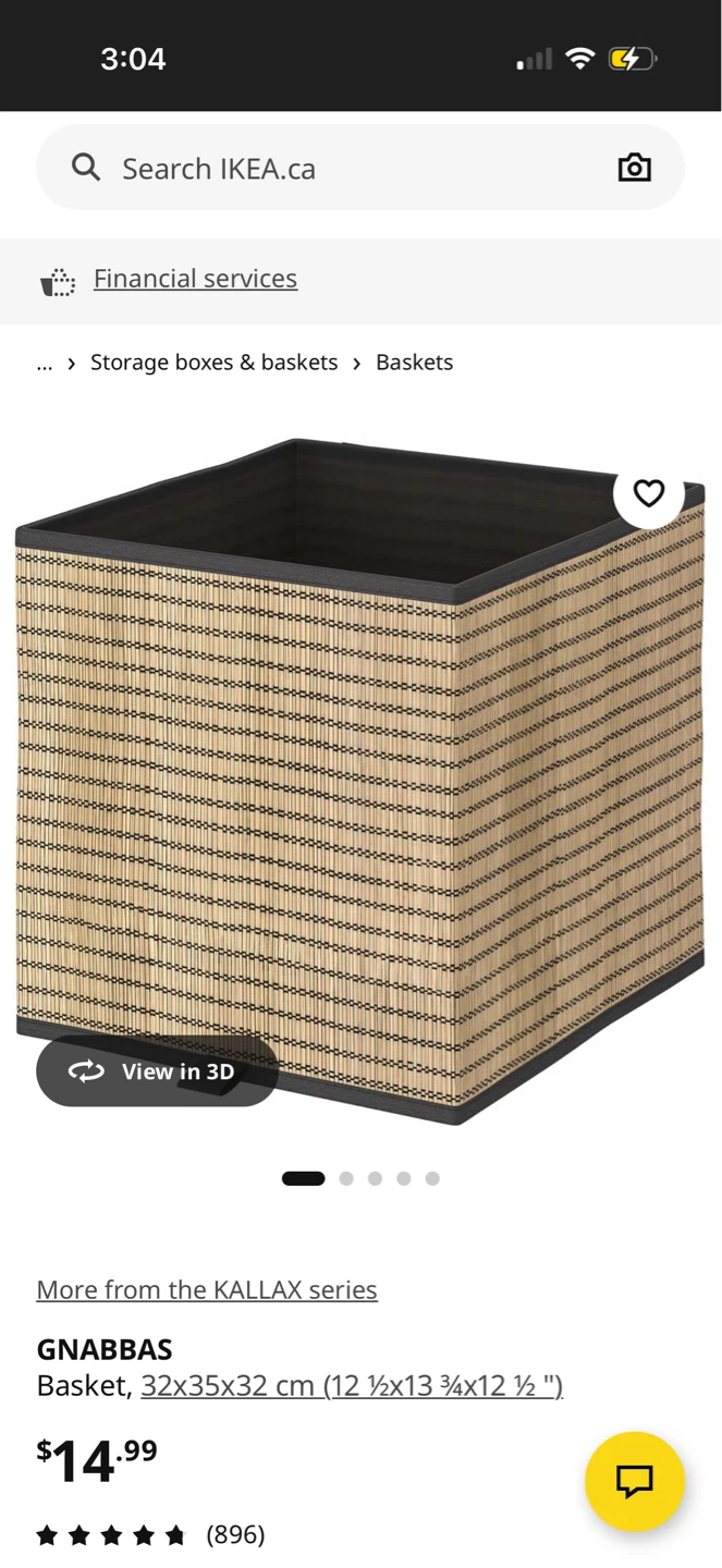 IKEA GNABBAS Basket 32x35x32 cm
