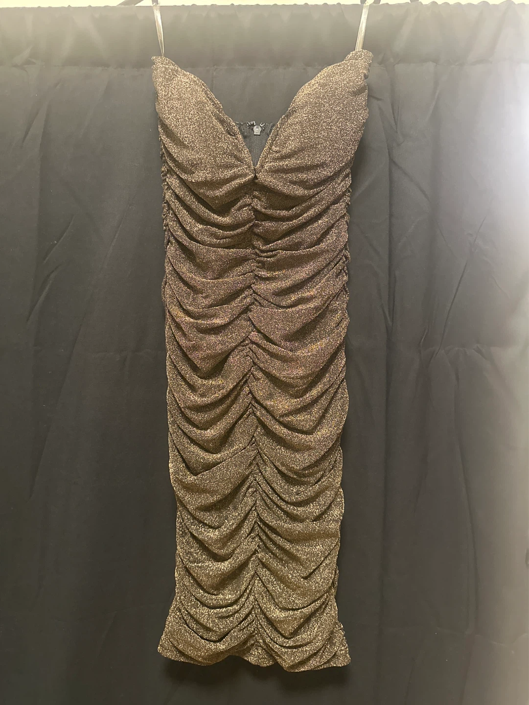 Fashion Nova Ruched Glitter Dress XS