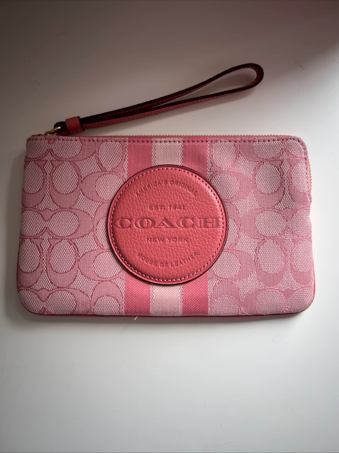 Coach Pink Signature Wristlet Pouch