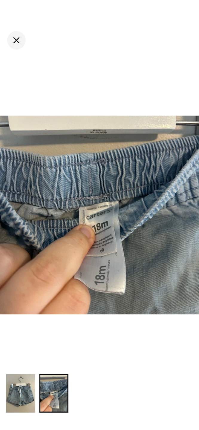 Carters Baby Boy's Light Wash Denim Shorts - 18 Months - photo 2