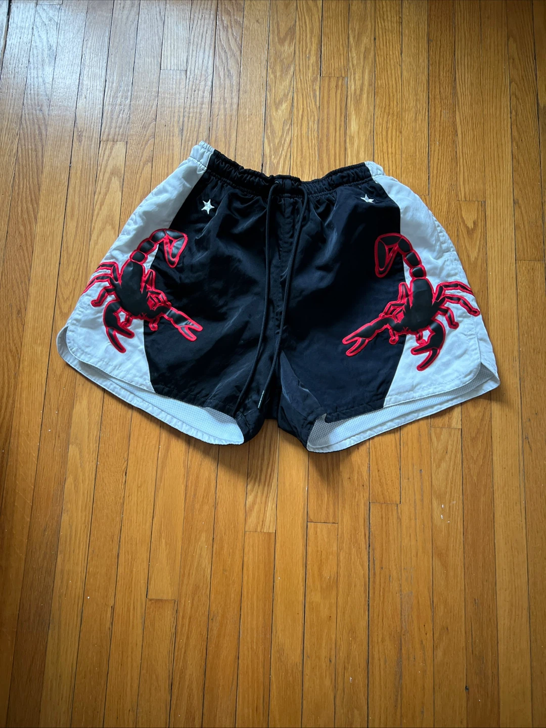Nike Athletic Shorts - Black/White/Red Scorpion Design - Size M
