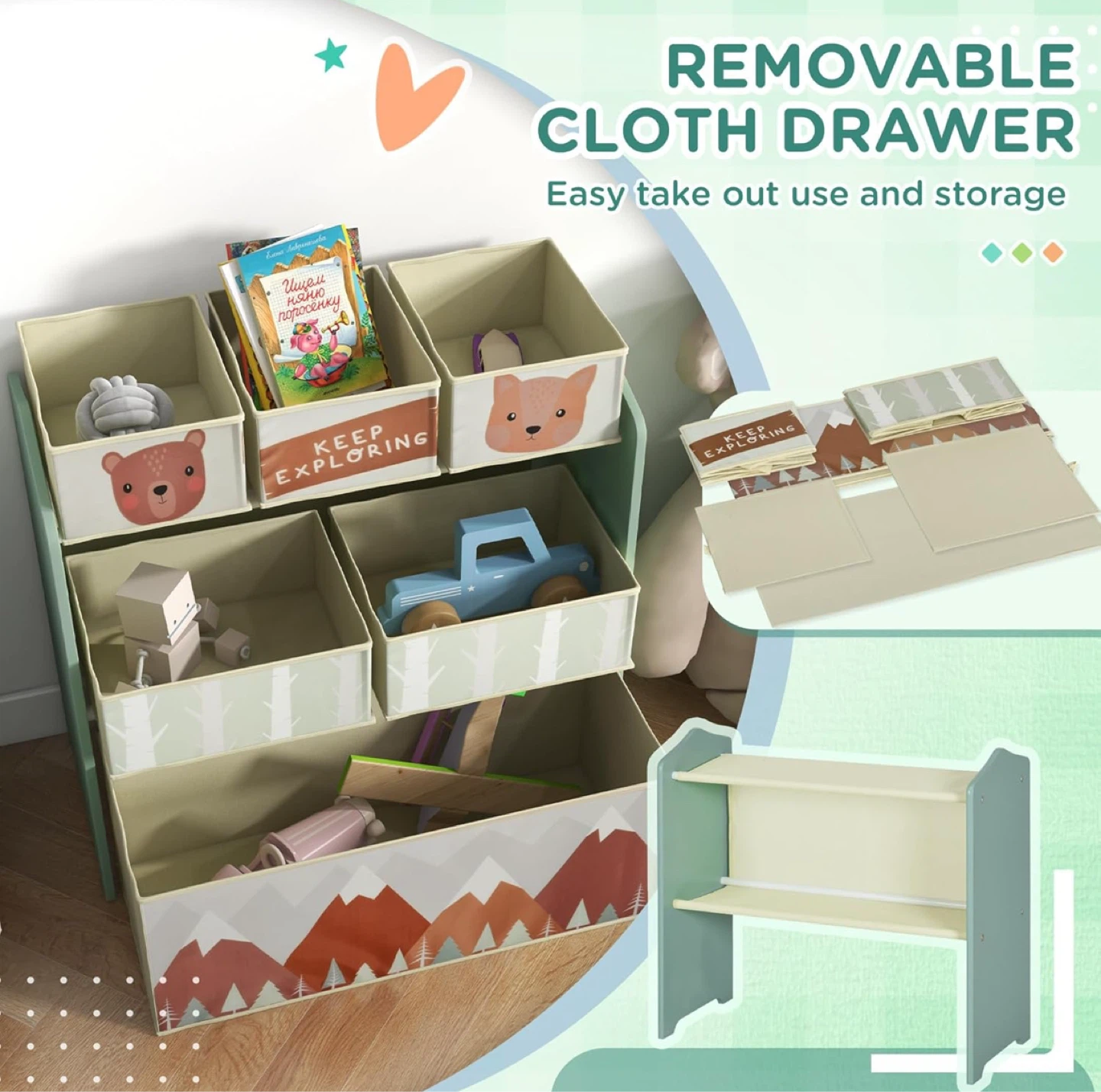Kids Storage Organizer with Cute Animal and Mountain Designs - photo 5