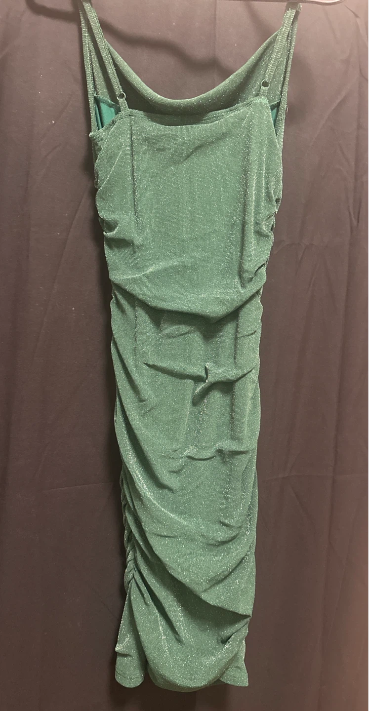 Sparkly Ruched Mini Dress - Green - photo 2