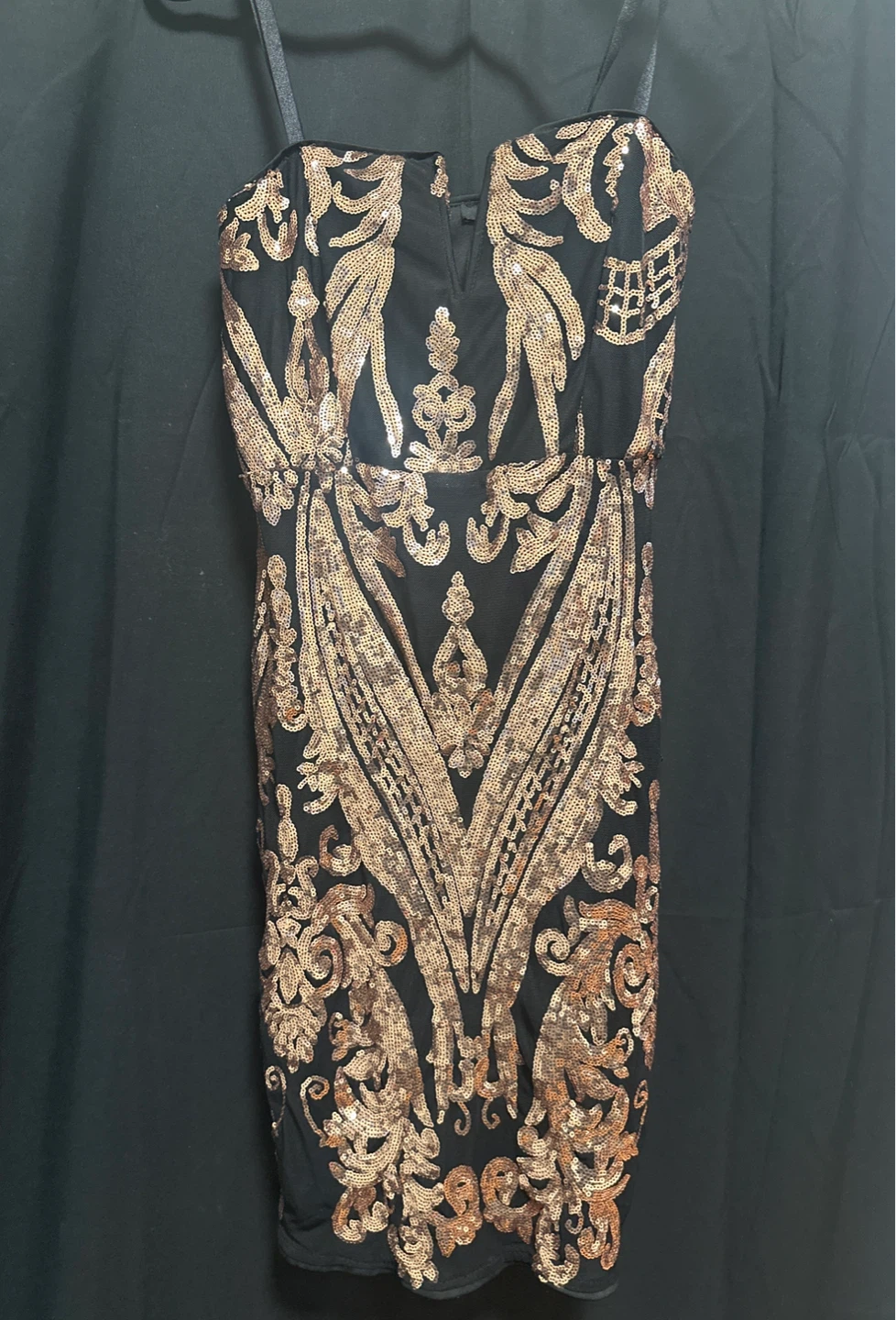 Black and Gold Sequin Mini Dress