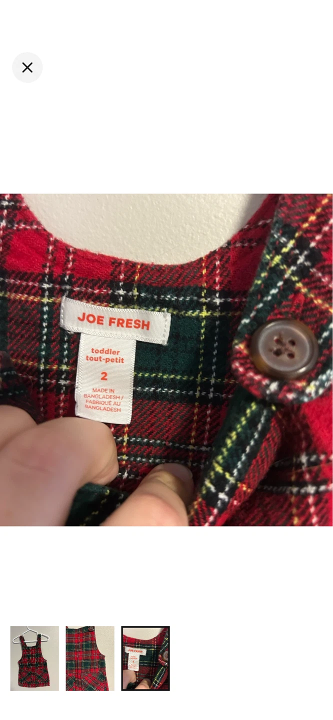 Joe Fresh Toddler Plaid Pinafore Dress Size 2 - photo 3