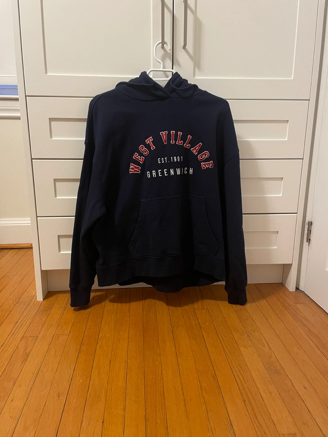 Garage Navy Blue "West Village Greenwich" Hoodie Size M
