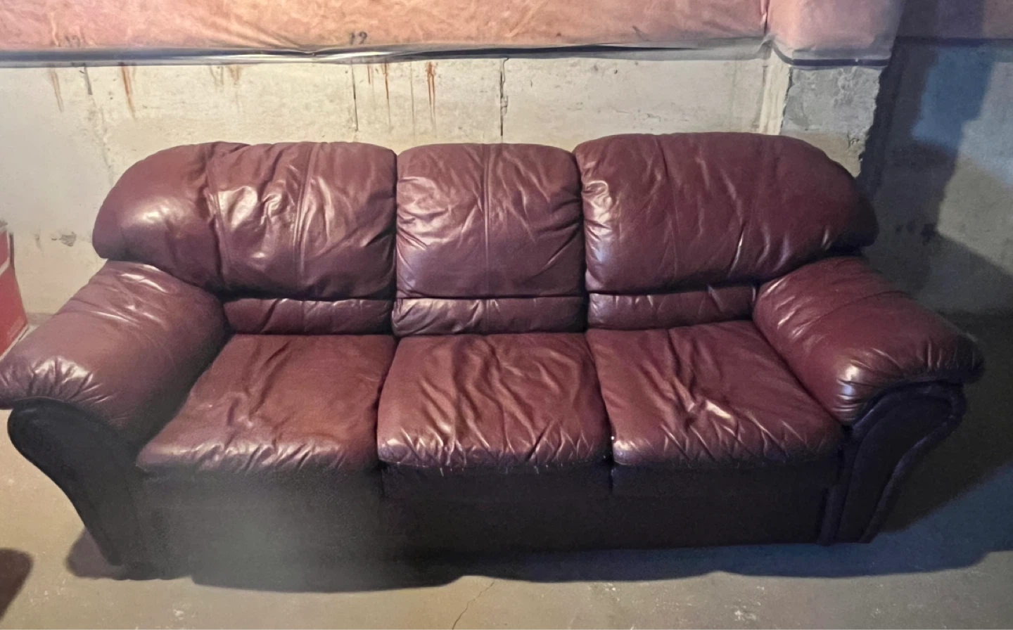 Burgundy Leather Loveseat and Sofa - photo 2