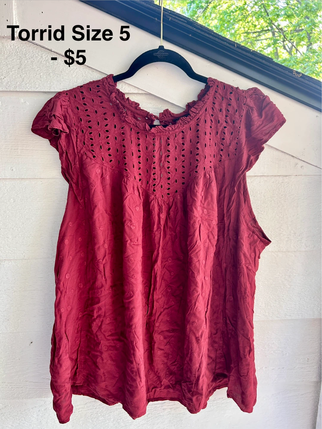 Torrid Burgundy Eyelet Top - Size 5
