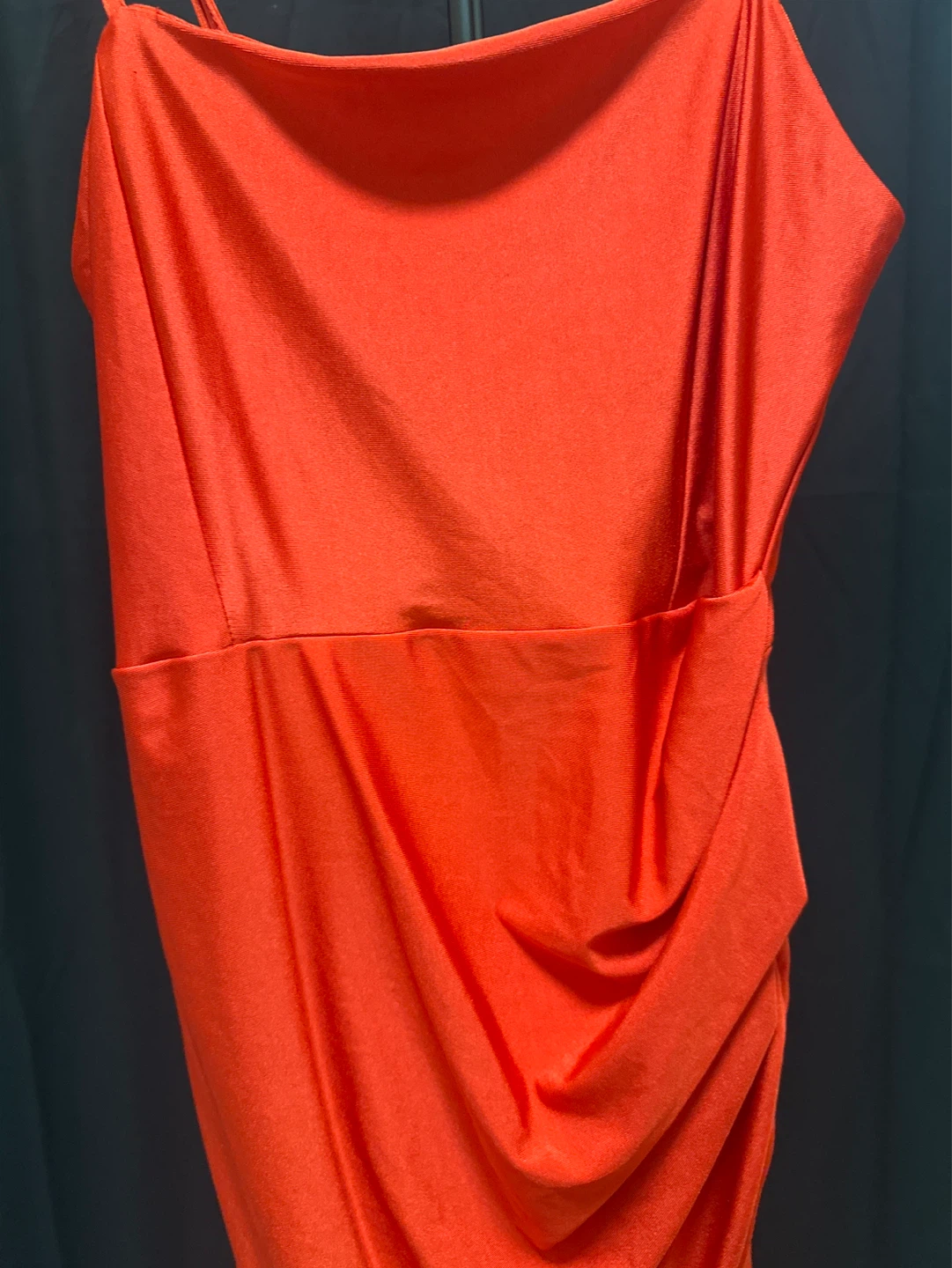 Red Spaghetti Strap Ruched Mini Dress - photo 3