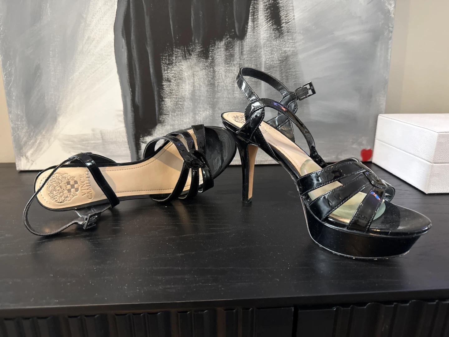 Vince Camuto Black Patent Platform Heels