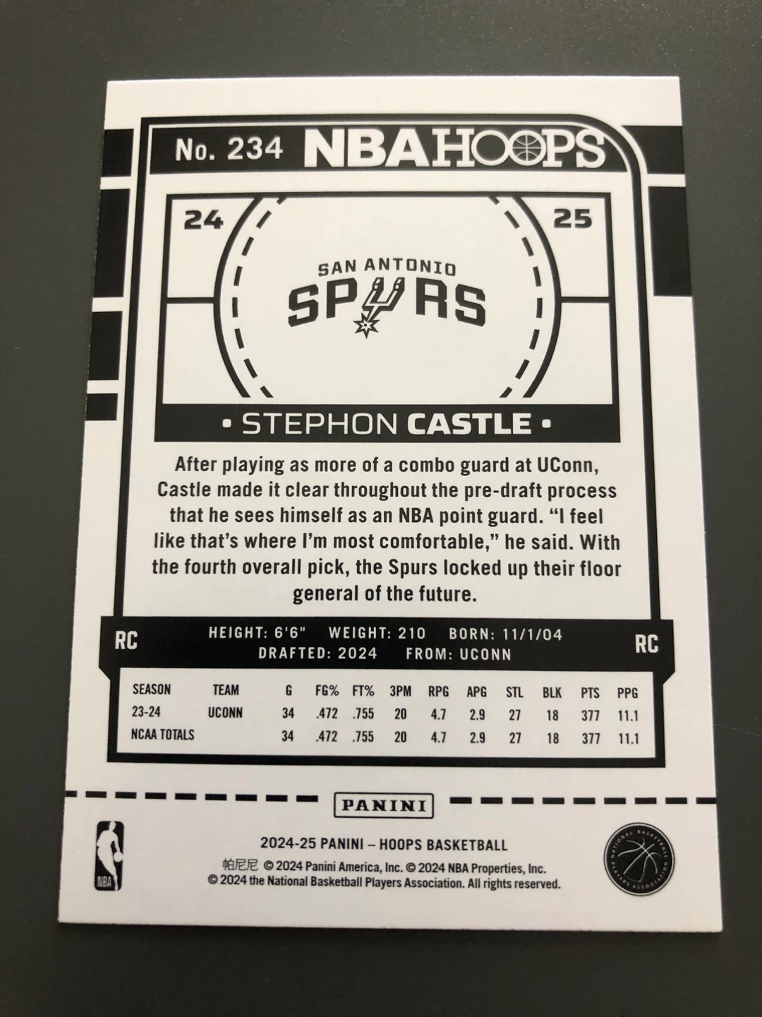 Stephon Castle Rookie Card - photo 2