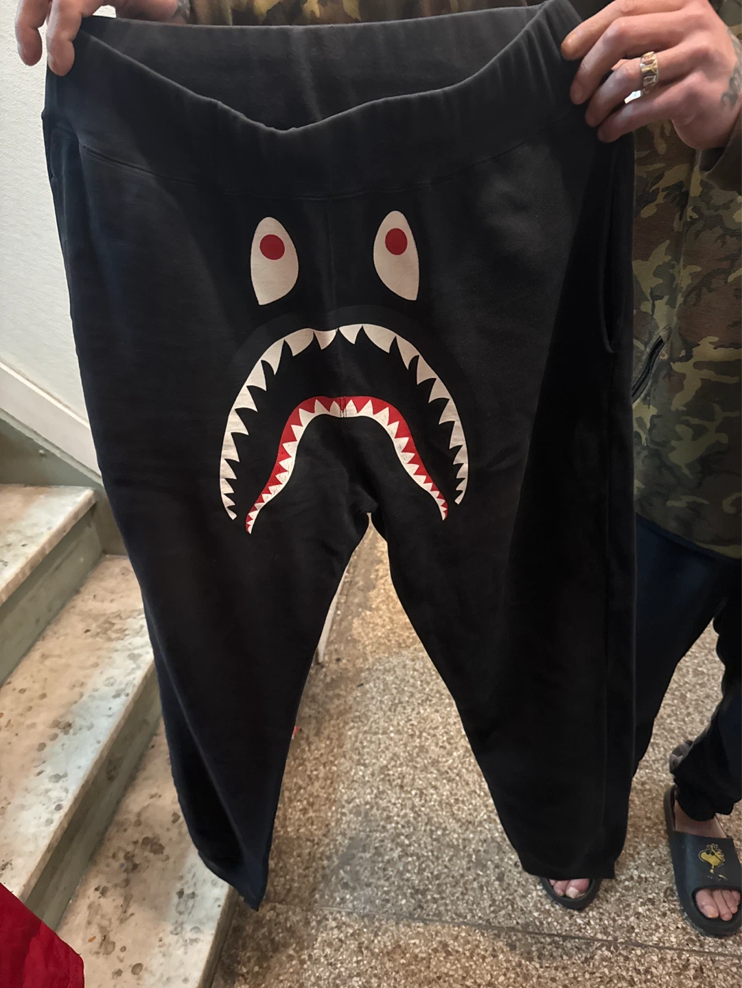 A Bathing Ape Shark Face Joggers XL Black