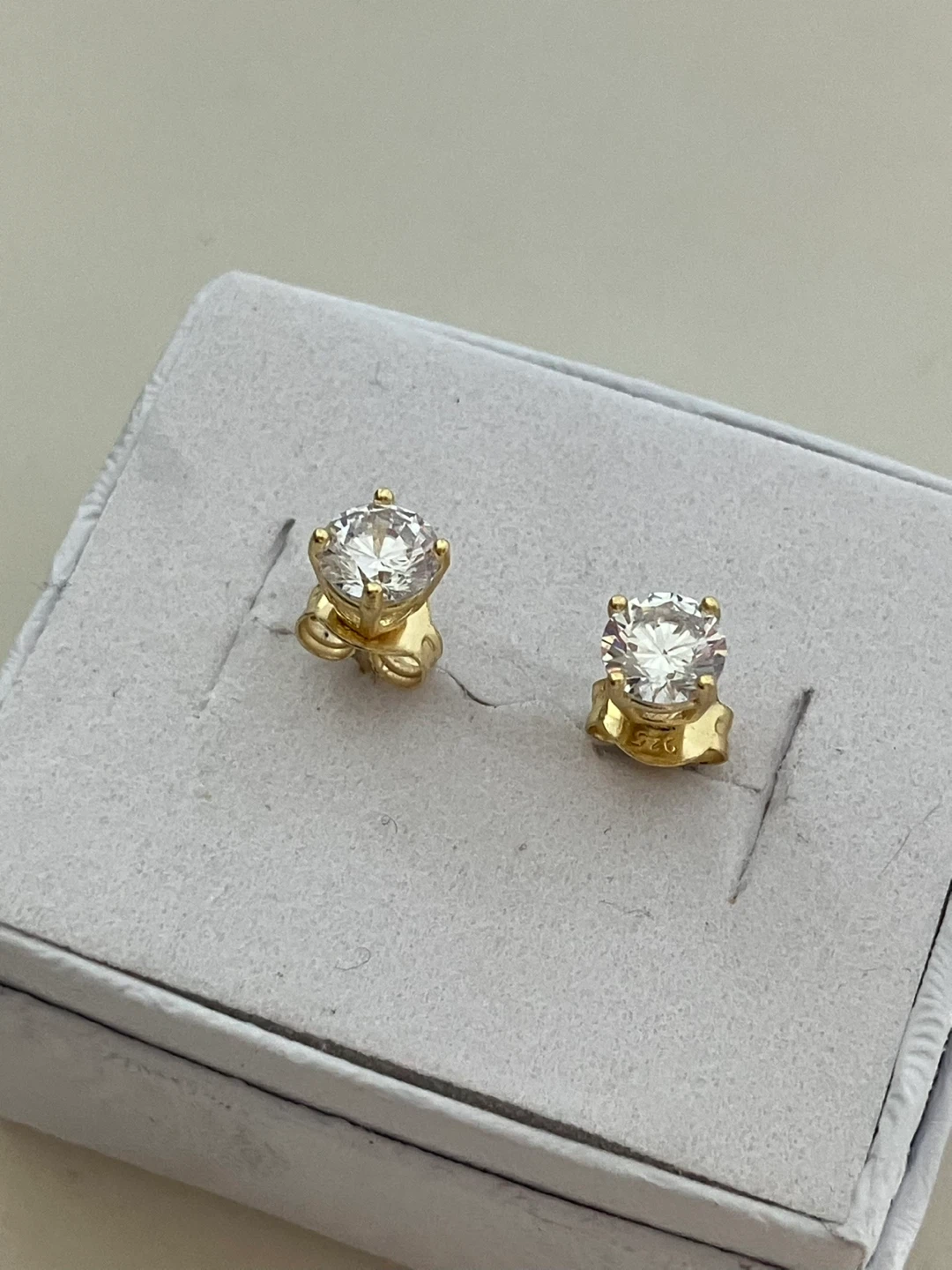 925 Sterling silver Gold plated Stud Earrings & Cubic Zirconia - photo 2