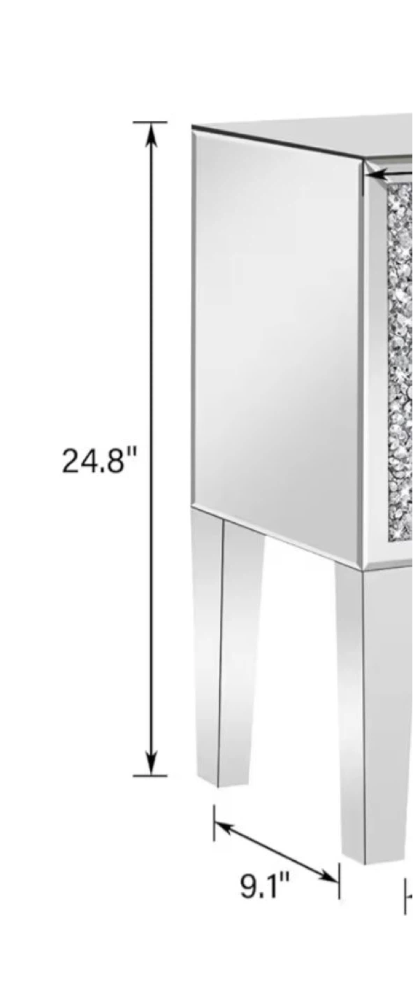 Mirrored Nightstand with Crystal Accents - photo 2