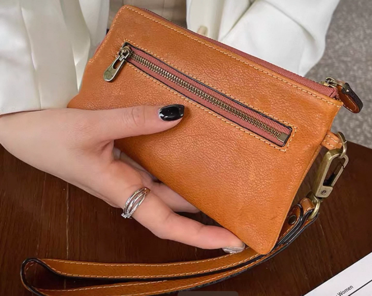 Brown Leather Wristlet Pouch - photo 3