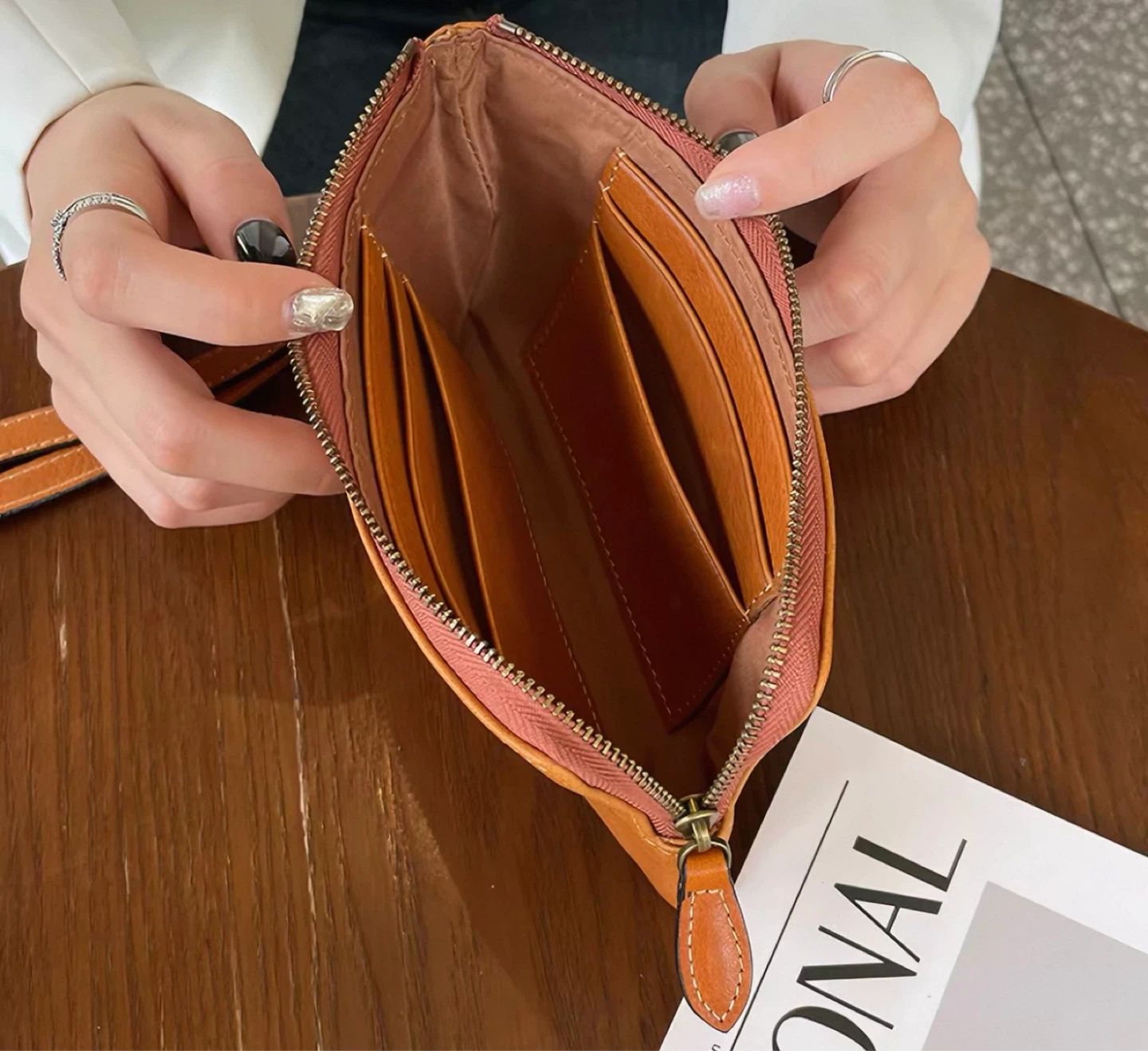 Brown Leather Wristlet Pouch - photo 2
