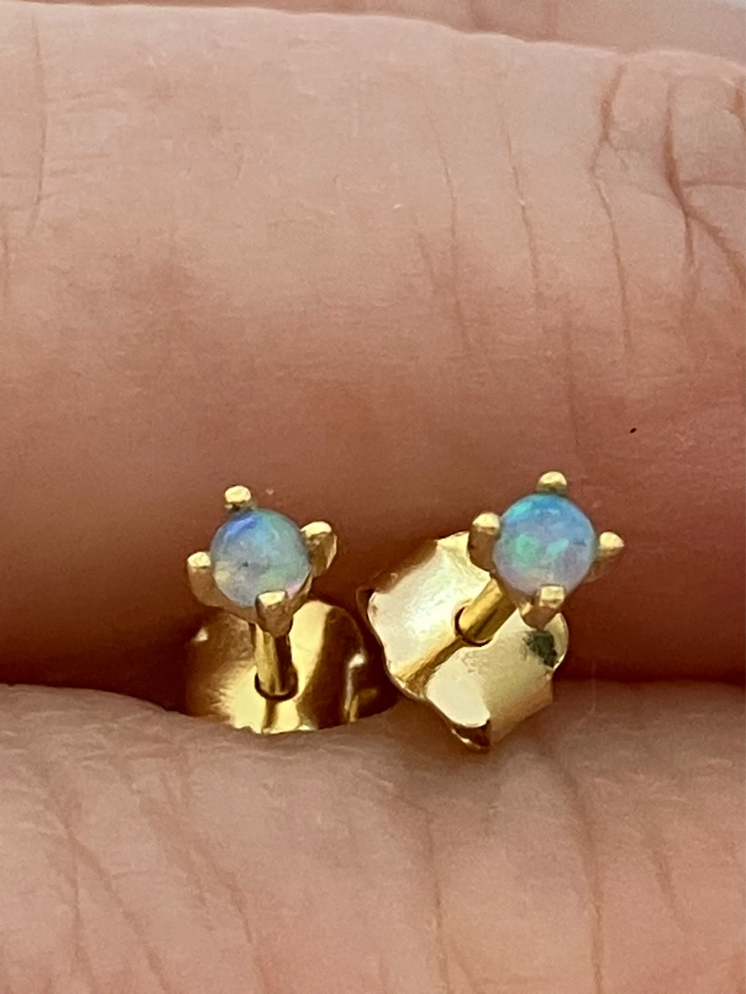 925 Sterling silver Gold plated Opal Stud Earrings - photo 3